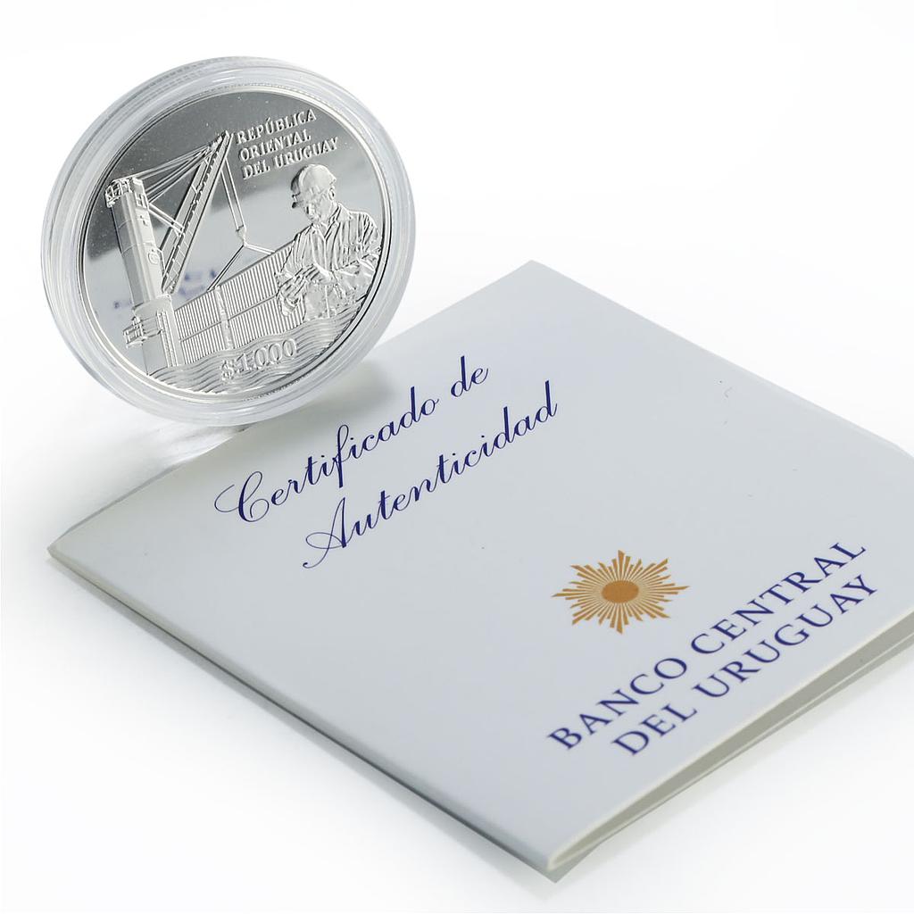 Uruguay 1000 pesos National Ports Administration ANP proof silver coin 2016