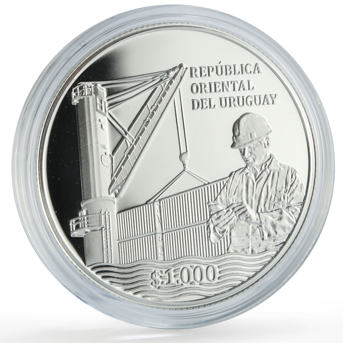 Uruguay 1000 pesos National Ports Administration ANP proof silver coin 2016