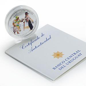 Uruguay 1000 pesos Candombe UNESCO Dances Culture Colored proof silver coin 2017
