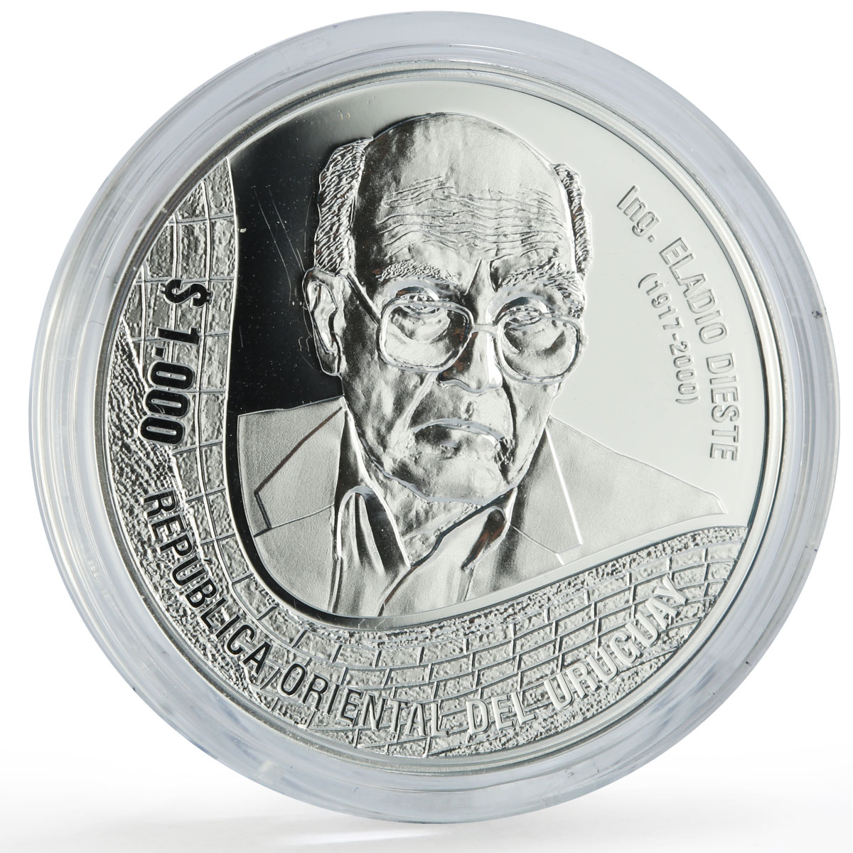 Uruguay 1000 pesos Eladio Dieste Iglesia Atlantida Church proof silver coin 2021