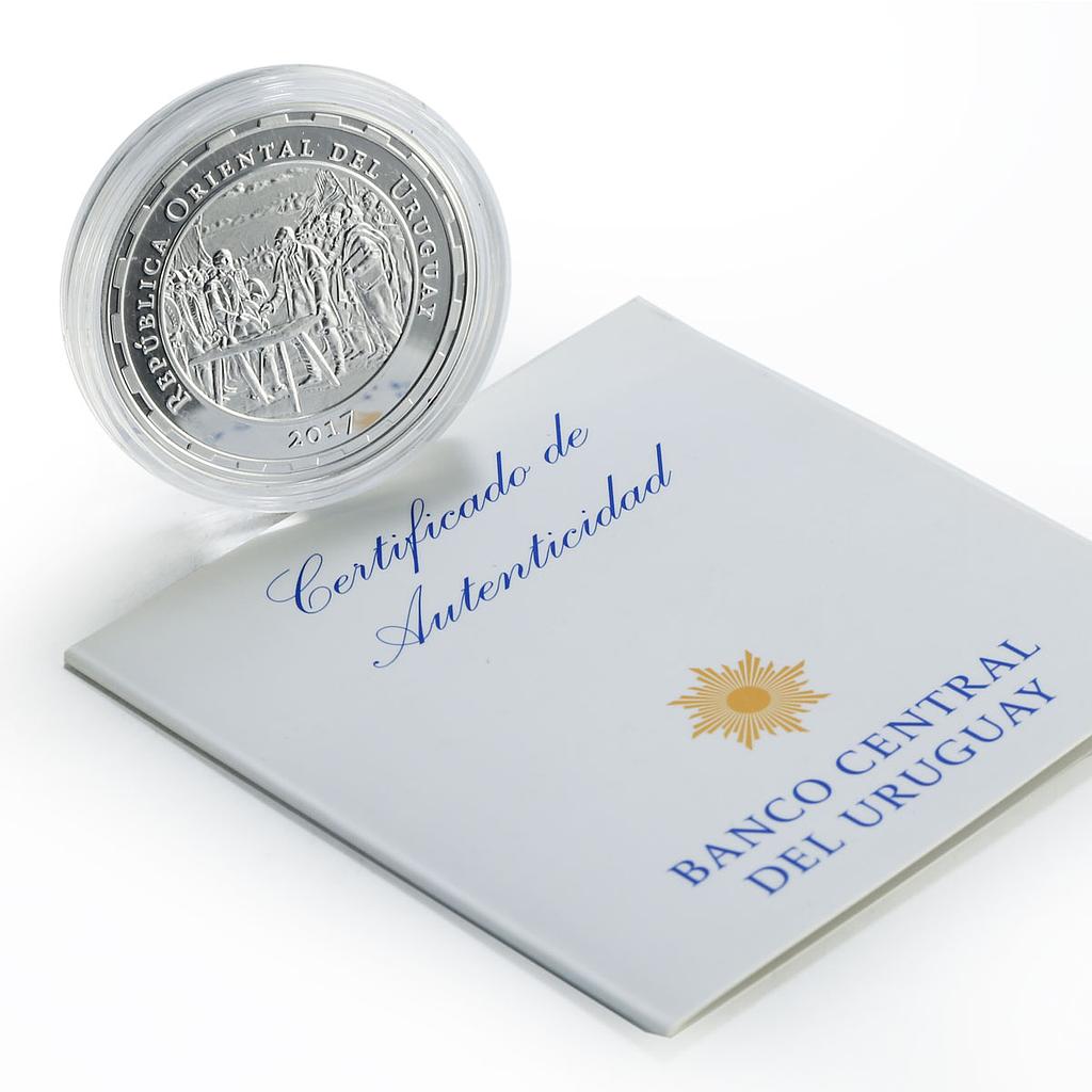 Uruguay 1000 pesos Chamber Commerce Mare Liberum History Art silver coin 2017