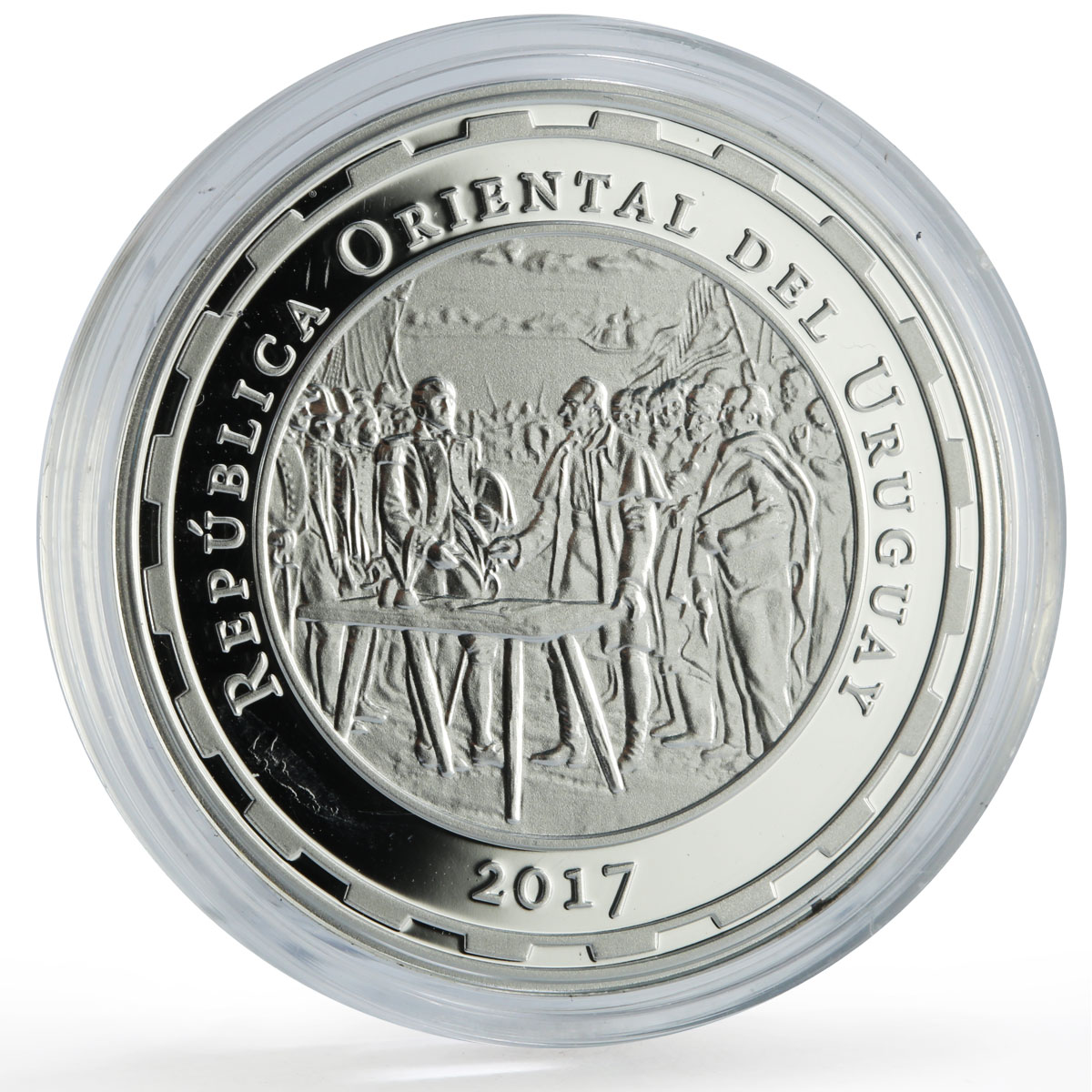 Uruguay 1000 pesos Chamber Commerce Mare Liberum History Art silver coin 2017