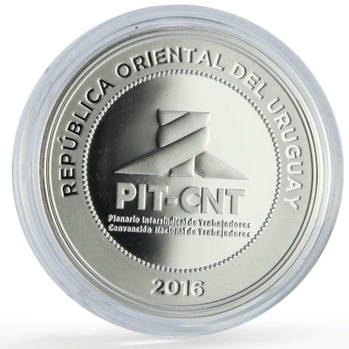 Uruguay 1000 pesos Jose D Elia PIT CNT Congress Politics proof silver coin 2016