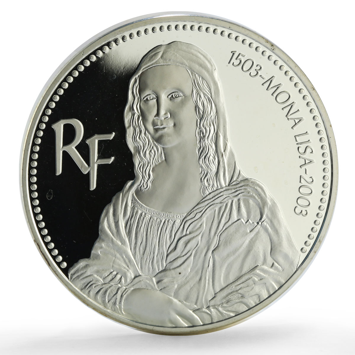France 20 euro Mona Lisa Da Vinci Painters Art 5 oz proof silver coin 2003