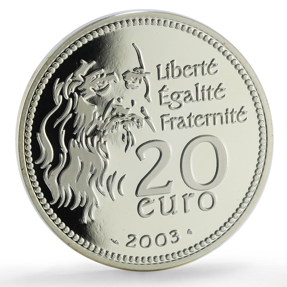 France 20 euro Mona Lisa Da Vinci Painters Art 5 oz proof silver coin 2003