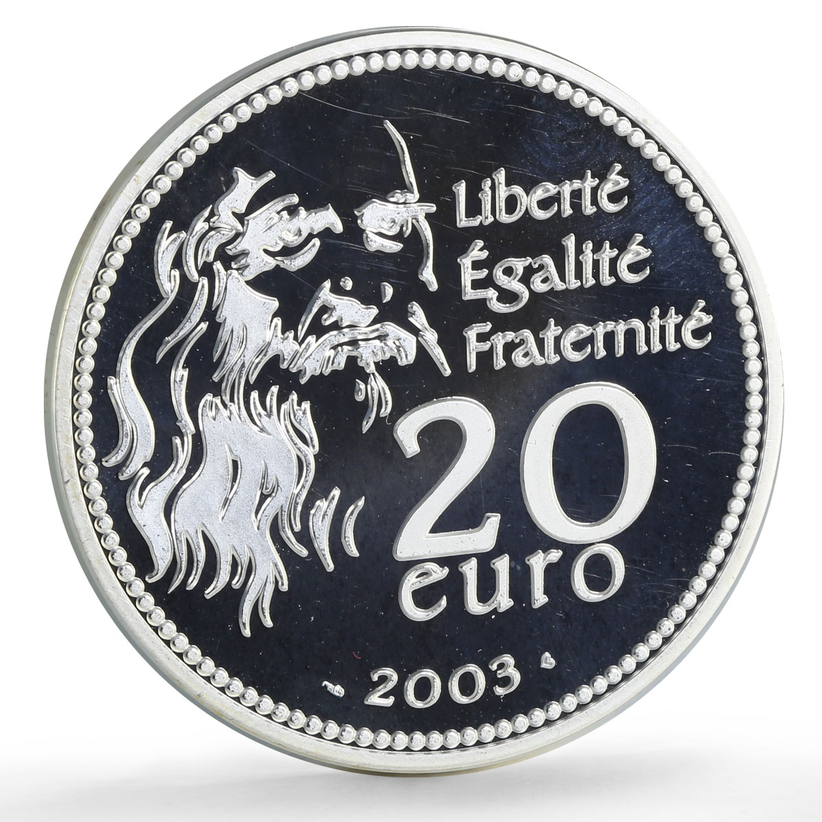 France 20 euro Mona Lisa Da Vinci Painters Art 5 oz proof silver coin 2003