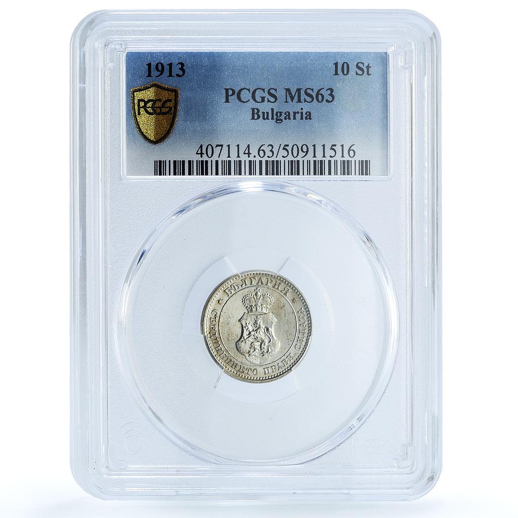 Bulgaria 10 stotinki King Ferdinand I Coinage KM-25 MS63 PCGS CuNi coin 1913 Bulgaria 10 stotinki King Ferdinand I Coinage KM-25 MS63 PCGS CuNi coin 1913