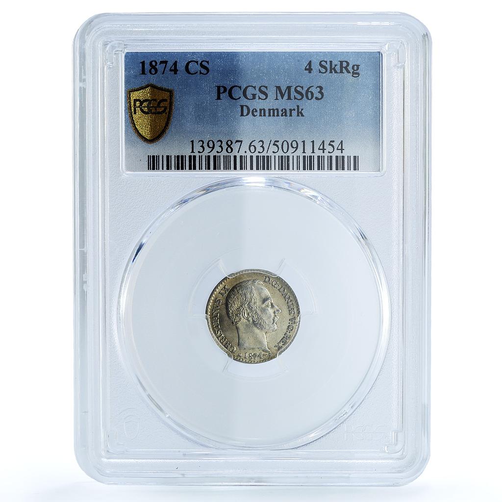 Denmark 4 skilling King Christian IX Coinage KM-775 MS63 PCGS billon coin 1874 Denmark 4 skilling King Christian IX Coinage KM-775 MS63 PCGS billon coin 1874