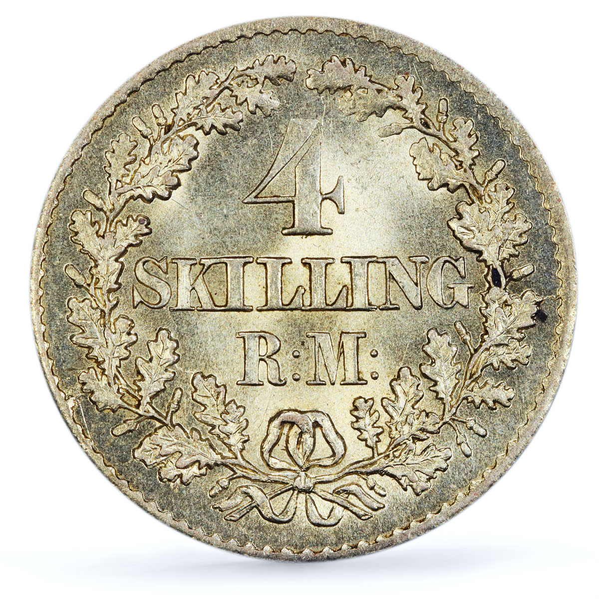 Denmark 4 skilling King Christian IX Coinage KM-775 MS63 PCGS billon coin 1874