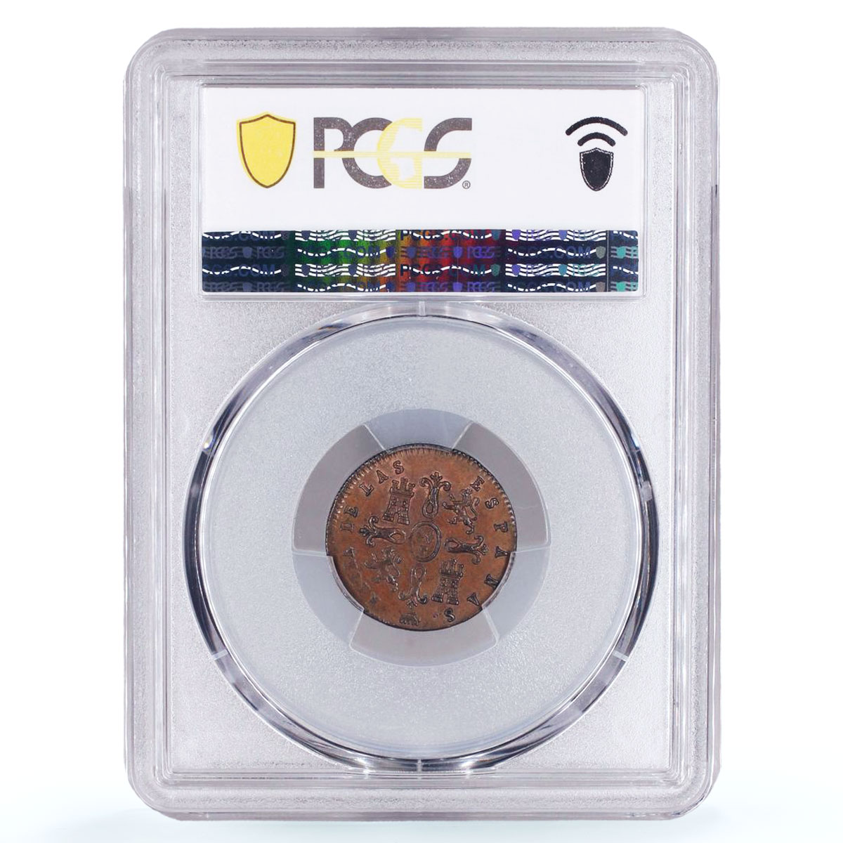 Spain 2 maravedis Queen Isabel Isabella II Segovia MS62 PCGS copper coin 1842