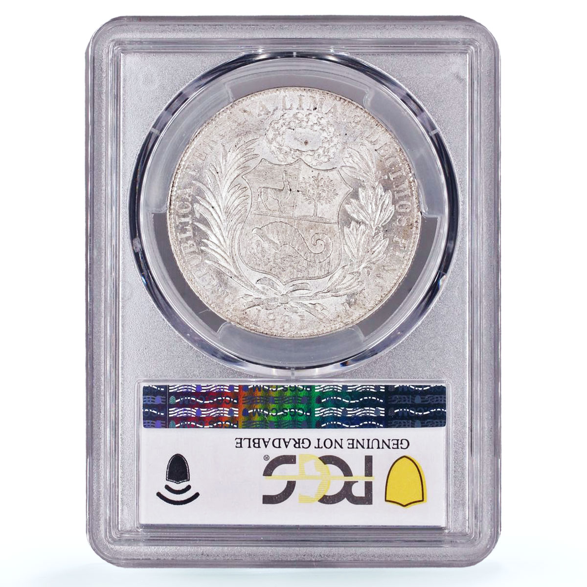 Peru 1 sol Republic Coinage Seated Liberty KM-196 UNC PCGS silver coin 1881