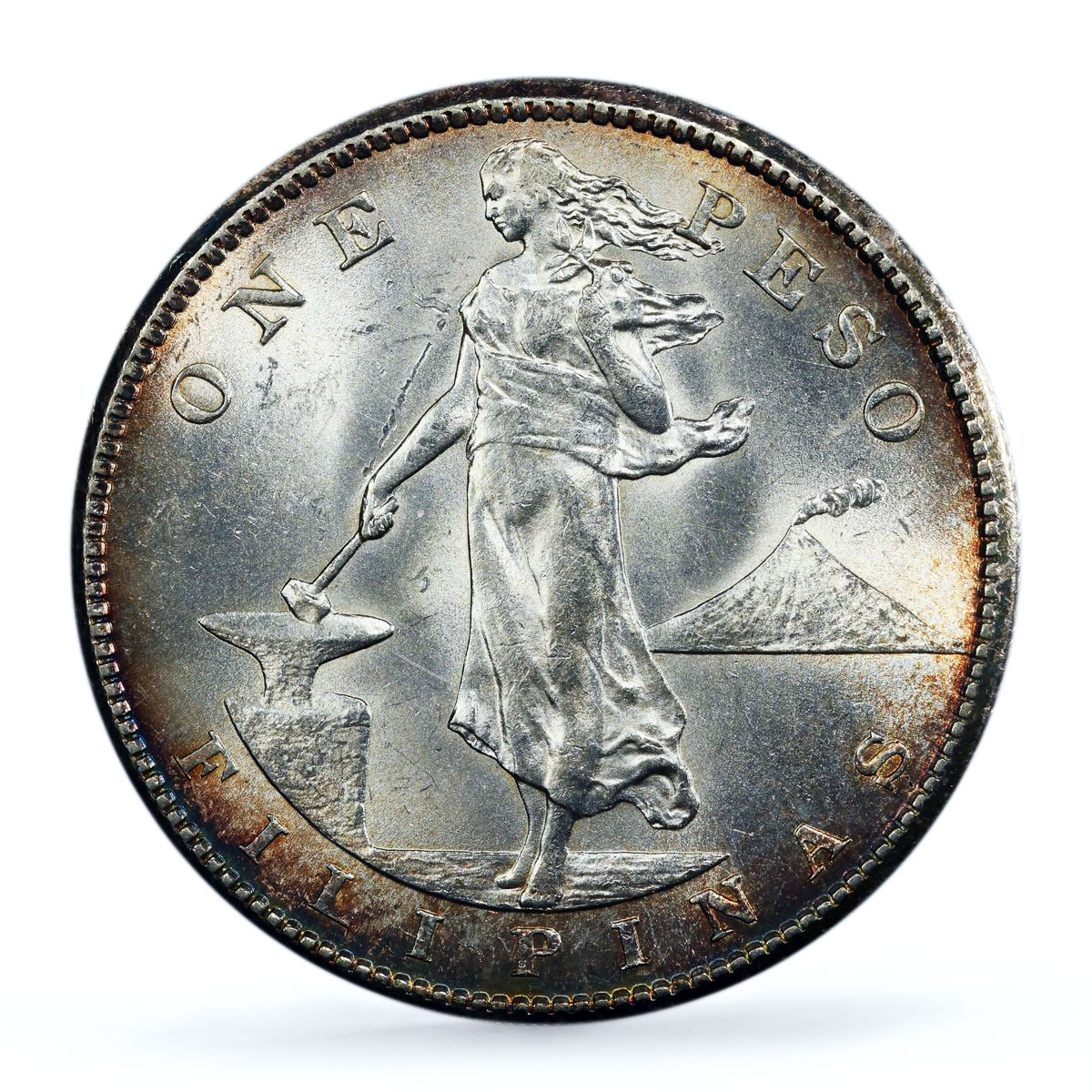 Philippines 1 peso US Decimal Coinage Small Type UNC PCGS silver coin 1909-S