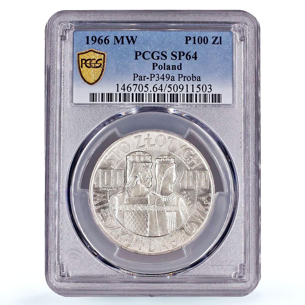 Poland 100 zlotych Polish Millennium History Probe SP64 PCGS silver coin 1966