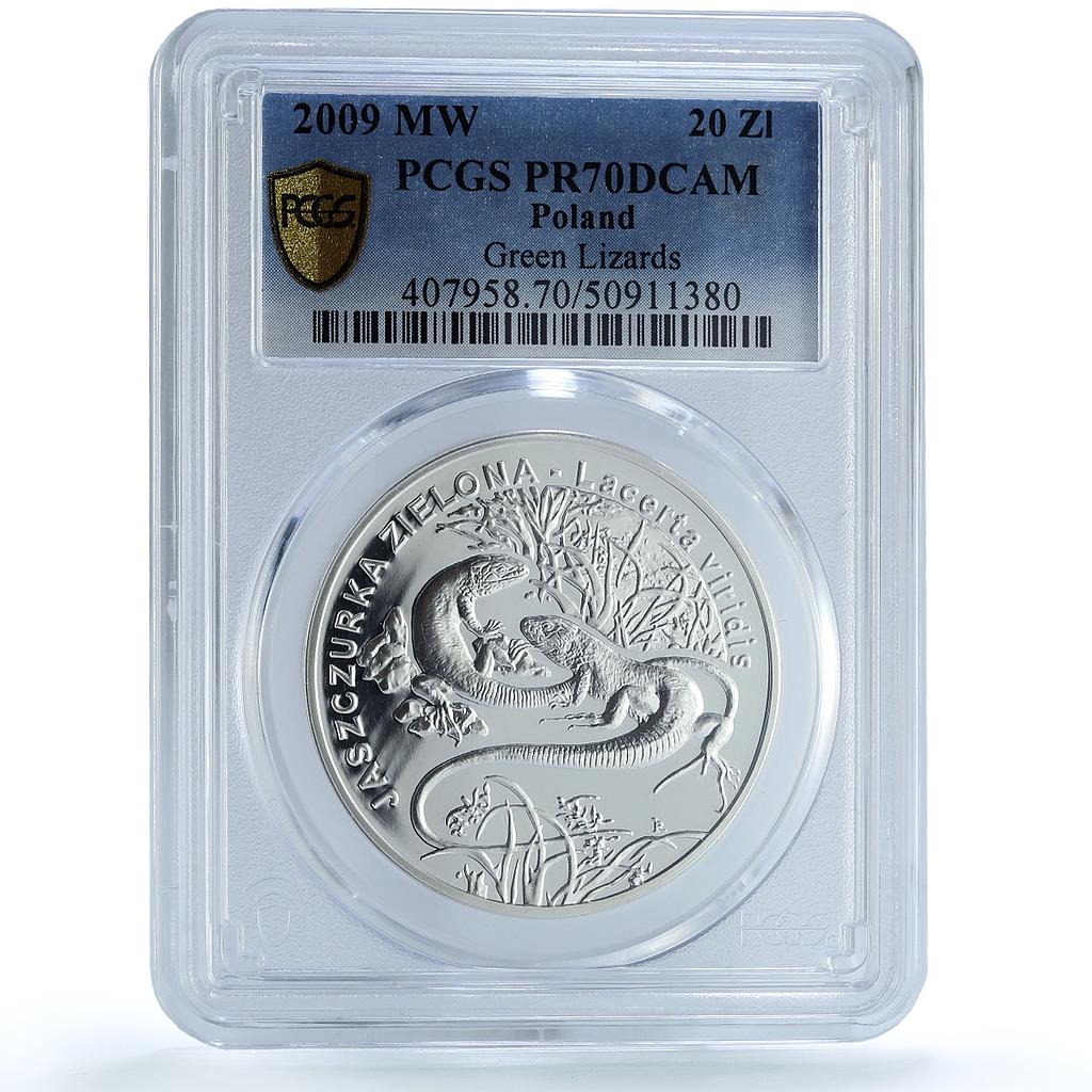 Poland 20 zlotych Jaszczurka Lizards Animals Fauna PR70 PCGS silver coin 2009 Poland 20 zlotych Jaszczurka Lizards Animals Fauna PR70 PCGS silver coin 2009