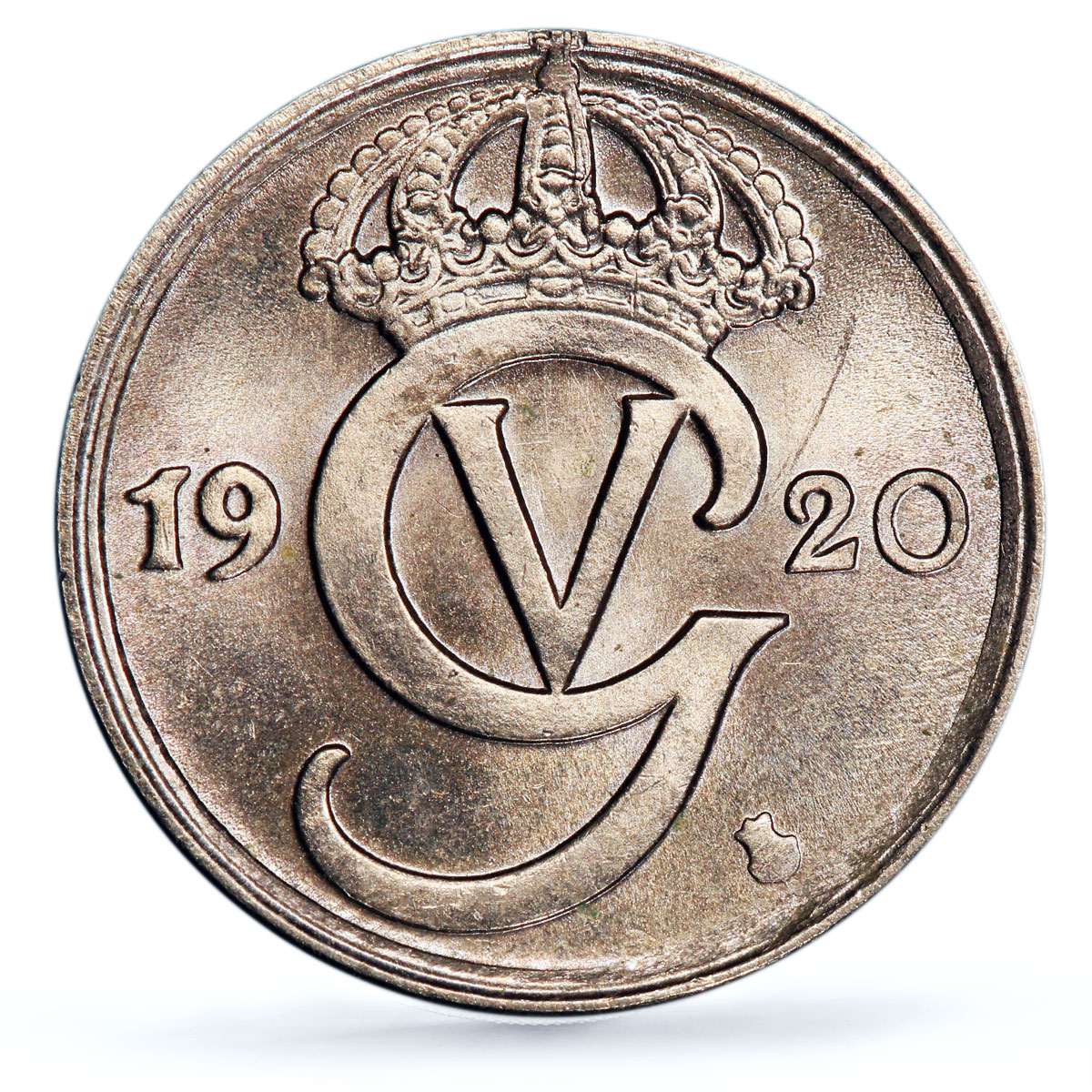 Sweden 10 ore King Gustaf V Coinage KM-795 MS65 PCGS NiBrass coin 1920