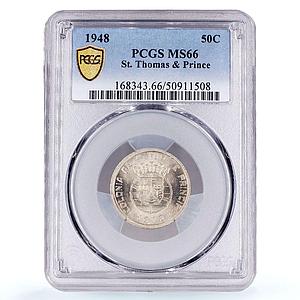 Sao Tome 50 centavos Portugal Coinage KM-8 MS66 PCGS CuNi coin 1948