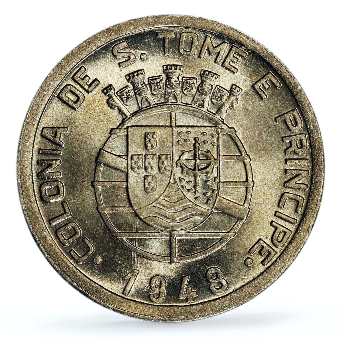 Sao Tome 50 centavos Portugal Coinage KM-8 MS66 PCGS CuNi coin 1948
