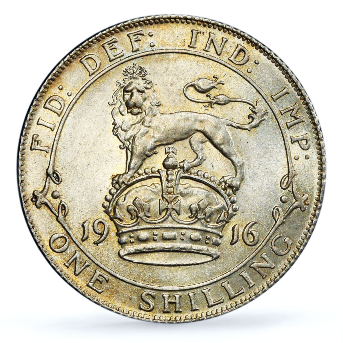 Great Britain 1 shilling King George V Coinage KM-816 MS62 PCGS silver coin 1916