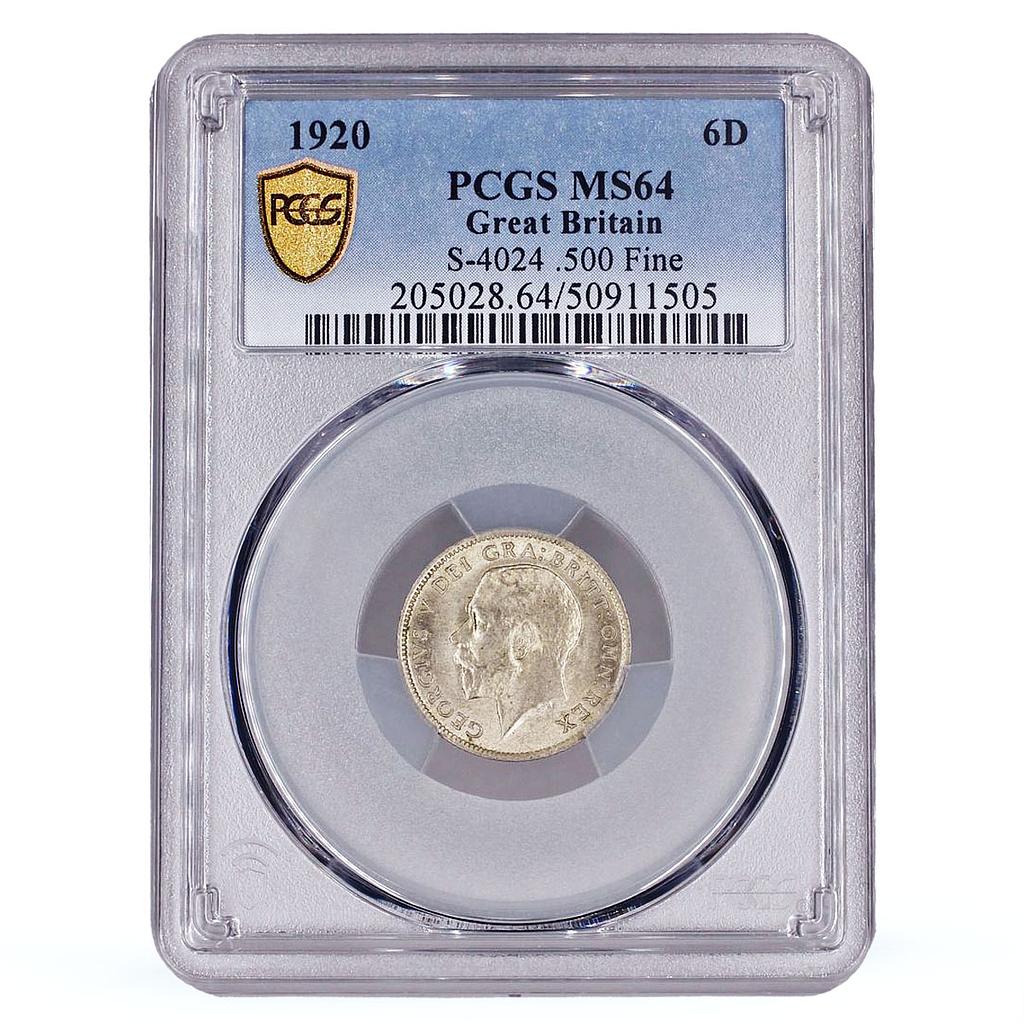 Great Britain 6 pence King George V Coinage KM-815a MS64 PCGS silver coin 1920