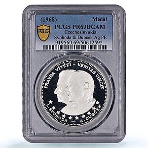 Czechoslovakia Dubcek Svoboda Pravda Vitezi History PR69 PCGS silver medal 1968