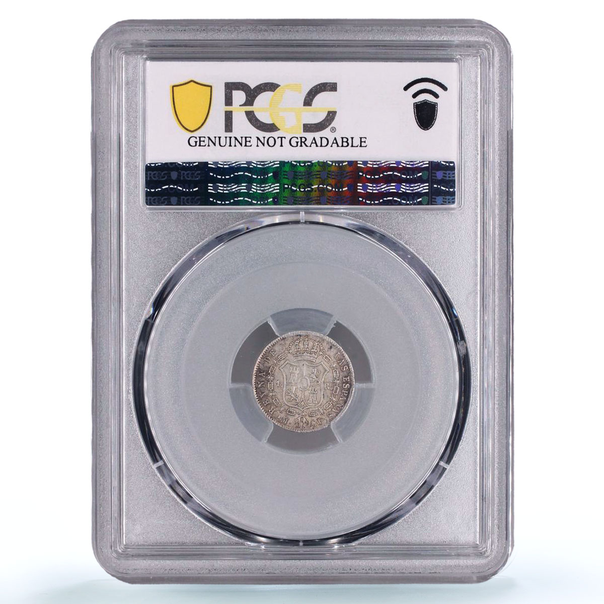 Spain 1 real Queen Isabel Isabella II Coinage KM-598 UNC PCGS silver coin 1848