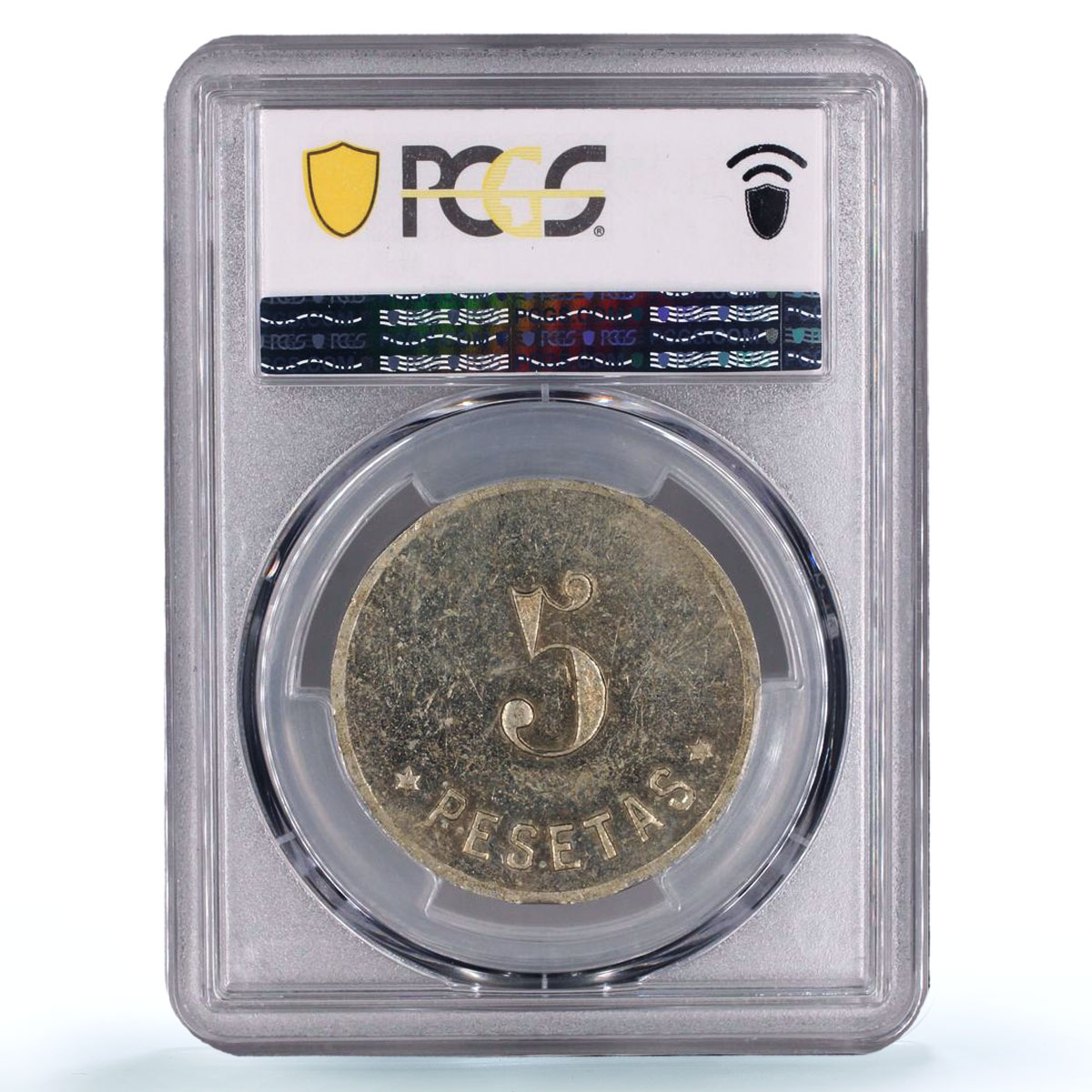 Spain 5 pesetas Puerto de la Selva El Port Selva MS62 PCGS CuNi coin 1921