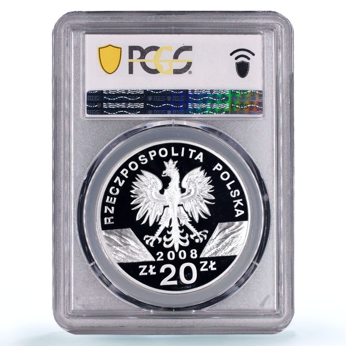 Poland 20 zlotych Sokol Falcon Animals Birds Fauna PR68 PCGS silver coin 2008