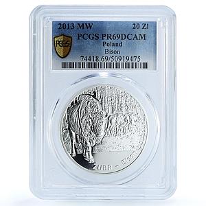 Poland 20 zlotych Zubr Bison Bull Animals Fauna PR69 PCGS silver coin 2013