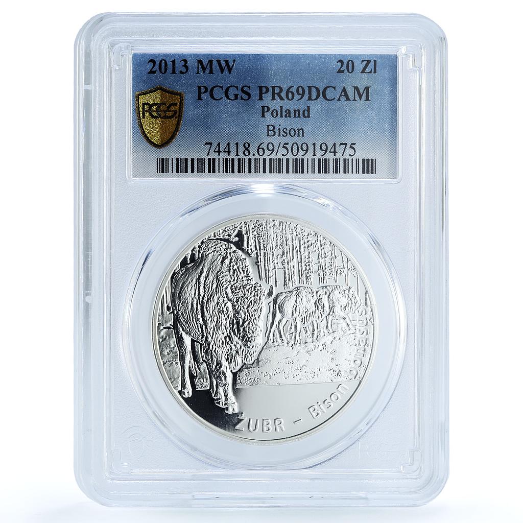 Poland 20 zlotych Zubr Bison Bull Animals Fauna PR69 PCGS silver coin 2013 Poland 20 zlotych Zubr Bison Bull Animals Fauna PR69 PCGS silver coin 2013