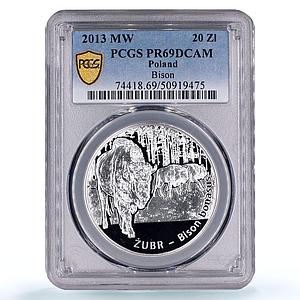 Poland 20 zlotych Zubr Bison Bull Animals Fauna PR69 PCGS silver coin 2013