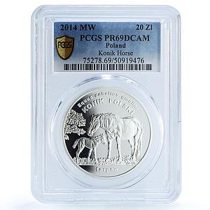 Poland 20 zlotych Konik Horse Animals Wildlife Fauna PR69 PCGS silver coin 2014