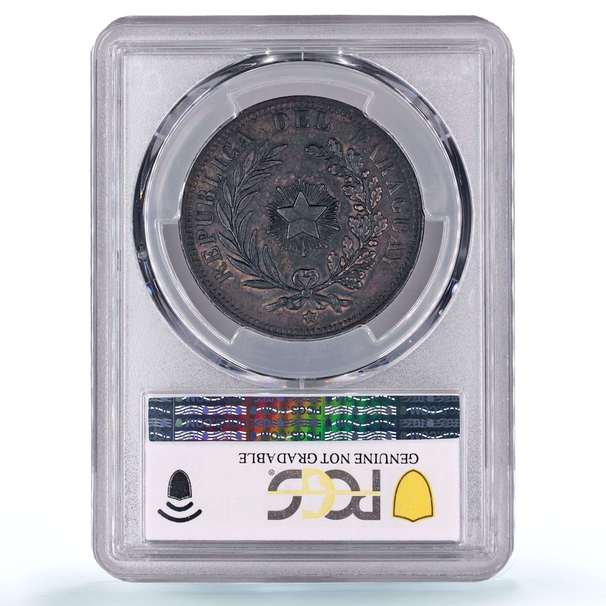 Paraguay 4 centesimos Republic Coinage SHAW Variety AU PCGS copper coin 1870