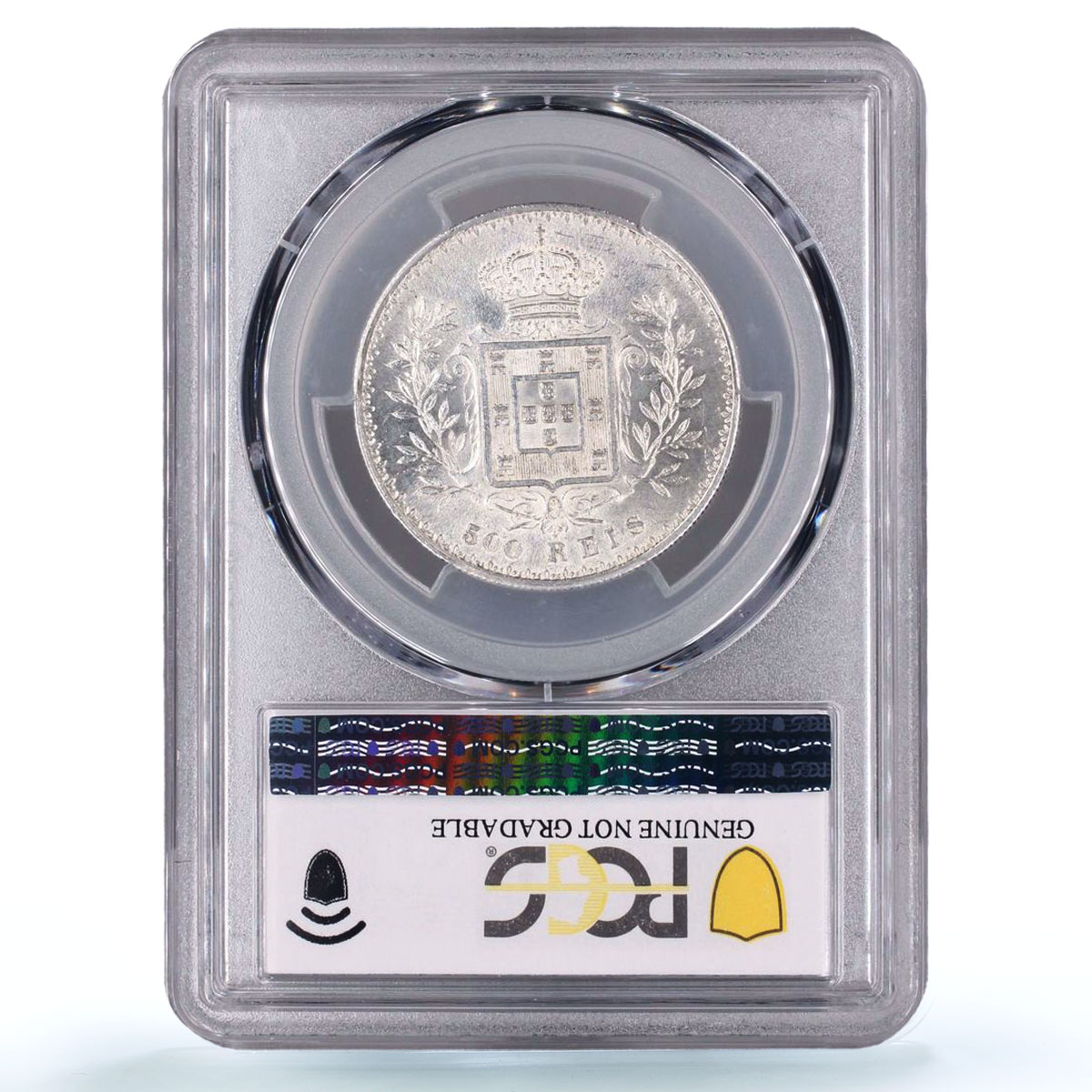 Portugal 500 reis King Charles Carlos I Coinage KM-535 UNC PCGS silver coin 1891
