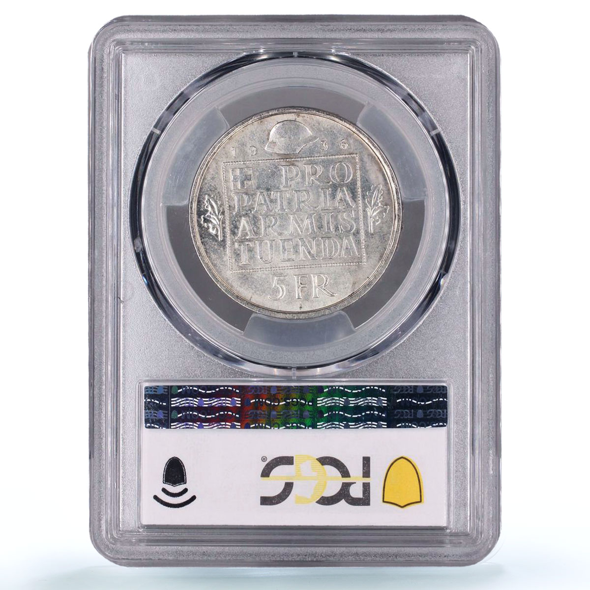 Switzerland 5 francs War Bond Armament Fund Helvetia MS64 PCGS silver coin 1936