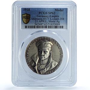 Germany Richthofen Red Baron Planes Aviation Matte SP62 PCGS silver medal 1918