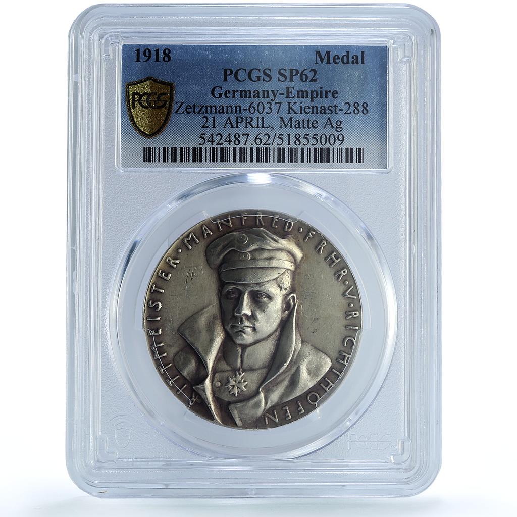 Germany Richthofen Red Baron Planes Aviation Matte SP62 PCGS silver medal 1918 Germany Richthofen Red Baron Planes Aviation Matte SP62 PCGS silver medal 1918