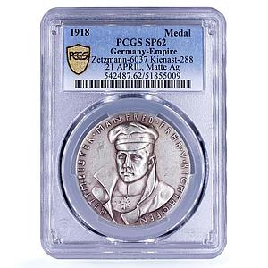 Germany Richthofen Red Baron Planes Aviation Matte SP62 PCGS silver medal 1918