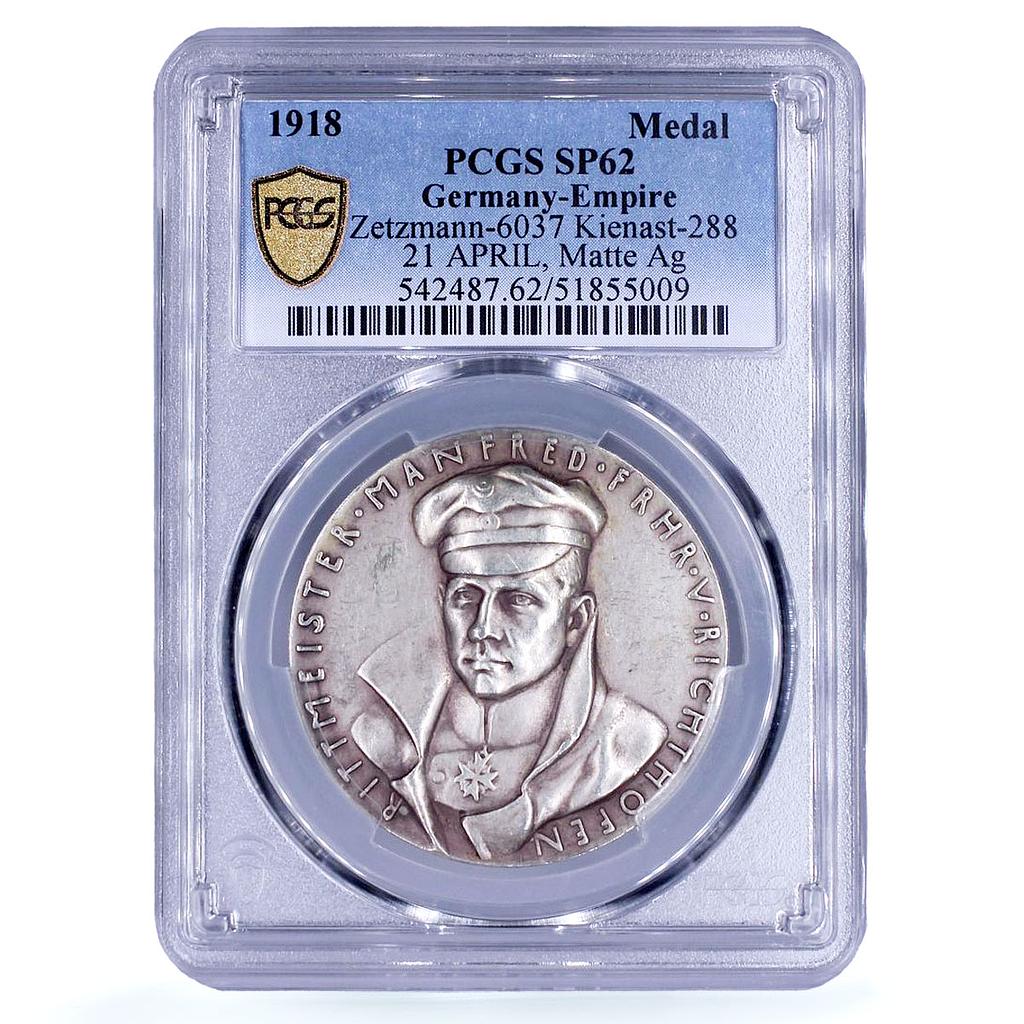 Germany Richthofen Red Baron Planes Aviation Matte SP62 PCGS silver medal 1918