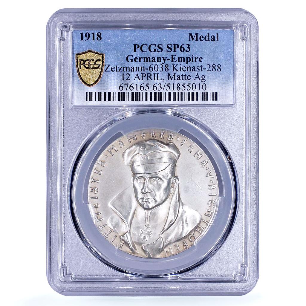 Germany Richthofen Red Baron Planes Aviation Matte SP63 PCGS silver medal 1918