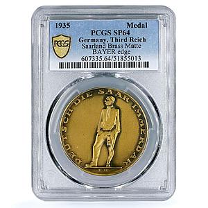 Germany Third Reich Hitler Saar Referendum History SP64 PCGS brass medal 1935