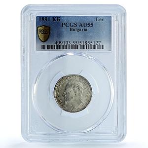 Bulgaria 1 lev King Ferdinand I Coinage KM-13 AU55 PCGS silver coin 1891