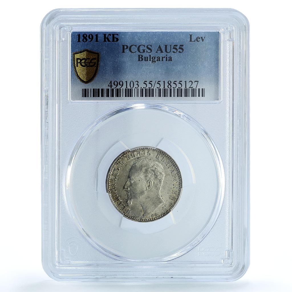 Bulgaria 1 lev King Ferdinand I Coinage KM-13 AU55 PCGS silver coin 1891 Bulgaria 1 lev King Ferdinand I Coinage KM-13 AU55 PCGS silver coin 1891