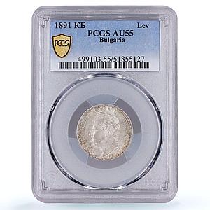 Bulgaria 1 lev King Ferdinand I Coinage KM-13 AU55 PCGS silver coin 1891