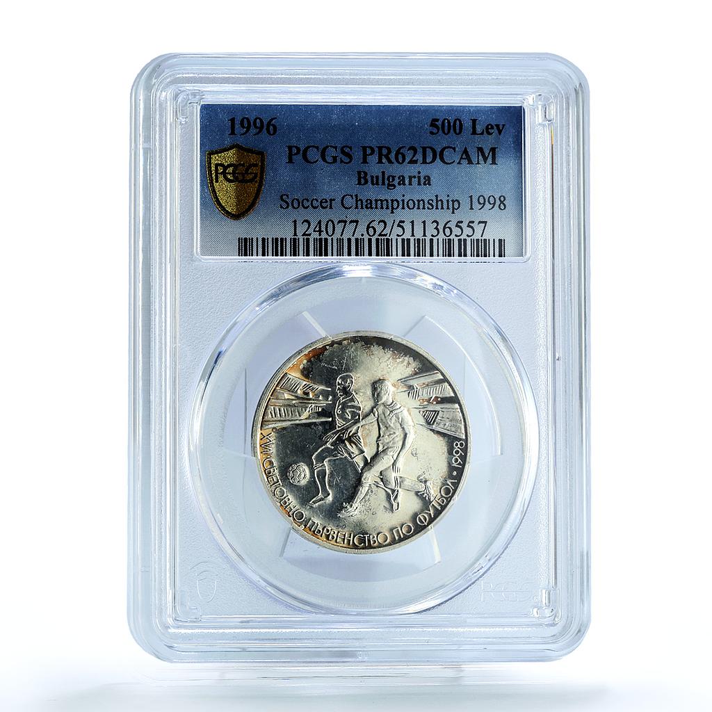 Bulgaria 500 leva Football Cup France Players Mule PR62 PCGS silver coin 1996 Bulgaria 500 leva Football Cup France Players Mule PR62 PCGS silver coin 1996