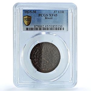 Brazil 37 1/2 reis King Pedro Peter I Golden Vintem XF45 PCGS copper coin 1825