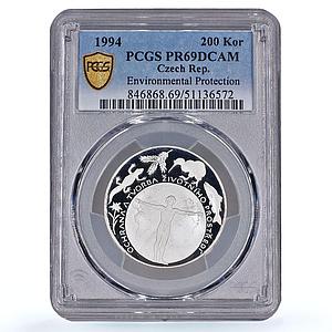 Czech Republic 200 korun Environmental Protection Fauna PR69 PCGS Ag coin 1994