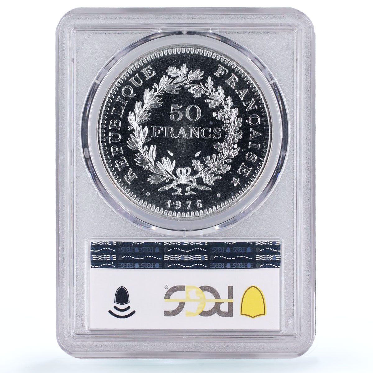 France 50 francs Hercules Liberty Egality Fraternity MS69 PCGS silver coin 1976