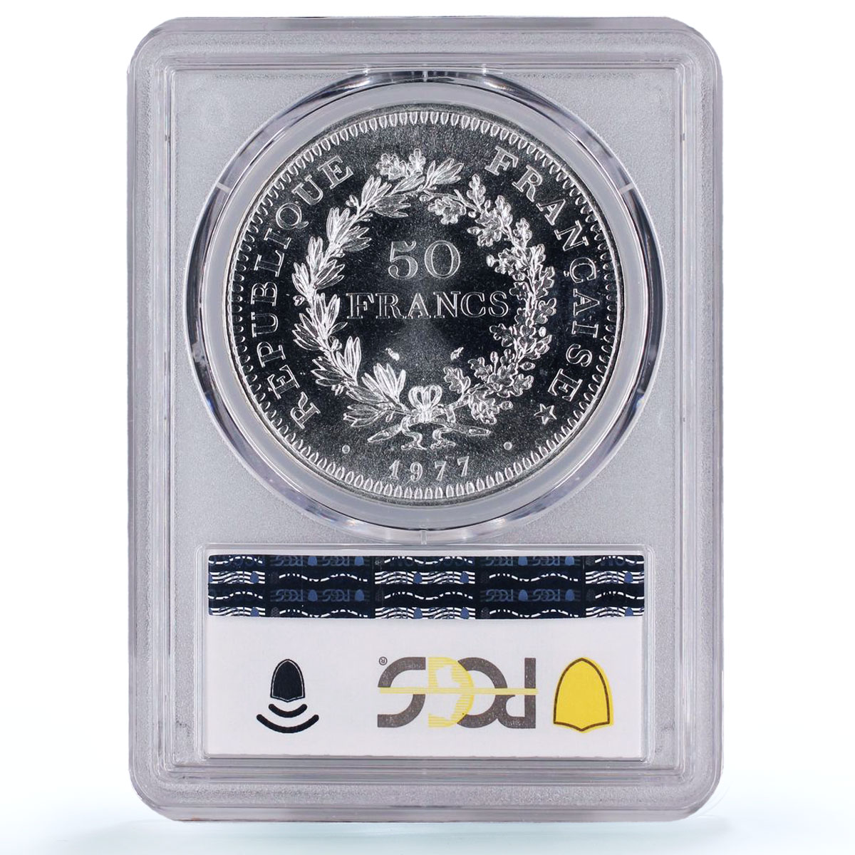 France 50 francs Hercules Liberty Egality Fraternity MS69 PCGS silver coin 1977