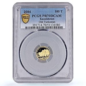 Kazakhstan 100 tenge Ancient Old Turkestan Camel KM-122 PR70 PCGS gold coin 2004