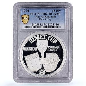 Ras al-Khaimah 15 riyals Football World Cup Rimet PR67 PCGS silver coin 1970